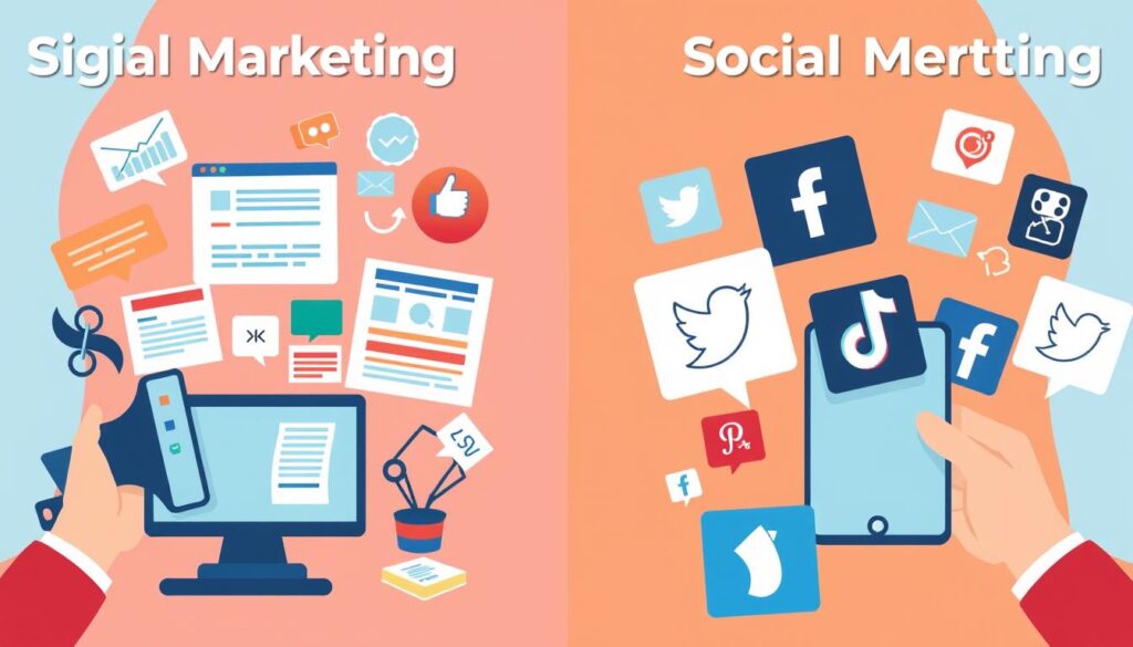 analisi approfondita delle differenze tra marketing digitale e social media